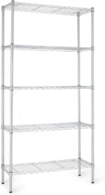 Amazon Basics 5-Shelf Adjustable Heavy Duty Steel Wire Rack Storage Shelving Organizer for Kitchen, Garage, 36" L x 14" W x 72" H, Chrome - Image 2
