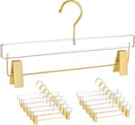Besser 10 Pack Gold Acrylic Hangers,Clear Hanger with Gold Hook,Luxurious Skirt Pants Hangers Clips for Clothing Closet Storage - Image 2