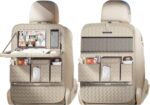 Car Seat Organizers,Multi-functional Back Seat Protectors, Storage Pouches, and Tray Holders (for Cars, Kids, Seat Back and Rear Seats) (Woven Beige, 2 Pcs) - Image 2
