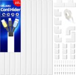 Delamu Cord Hider, 157in Wire Covers for Cords on Wall, Premium Cable Hider Cord Covers for Wires, Cable Management Wire Hiders for TV, Cable Raceway Kit, W0.95 H0.55in, White - Image 2