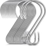 Hotop 36 Pcs 3.15 Inch S Shaped Stainless Steel Hooks Metal Hanging Curtain Hooks Pan Pot Holder Rack for Hanging Pot, Pan, Cups, Plants, Bags, Jeans, Towels(Silver) - Image 2