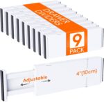 Lifewit 9 Pack Drawer Dividers 4" High, 11-17" Adjustable Drawer Organizers for Clothes, Expandable Dresser Separators in Bedroom/Bathroom/Kitchen/Fridge/Office Organization and Storage, White - Image 2