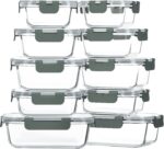 M MCIRCO 10-Pack Glass Food Storage Container with Lids, Airtight Lunch Bento Boxes, Glass Meal Prep Container,Microwave, Oven, Freezer and Dishwasher Friendly - Image 2