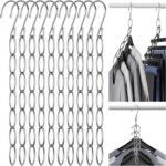 NiHome Clothing Chain Hanger 10-Pack, Metal Closet Organizer Space Saving Hangers with 7 Holes, College Dorm Room Essentials, Closet Organizers and Storage for Home, Office & Travel, Wrinkle-Reducing - Image 2