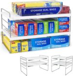 Pantry Organization and Storage for Kitchen - Expandable Kitchen Wrap Box Organizer Rack, Foil Organizer for Cabinet & Counter, Height & Width Adjustable Cupboard Storage Rack - (3 Tier 9.8 to 15.6"L) - Image 2