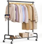 SLEEPING LAMB Heavy Duty Clothing Racks for Hanging Clothes Rack, 43" Wide Rolling Garment Rack Metal Clothing Hanger Rack with Wheels Wardrobe Rack for Coats, Shirts, Dress, (Black) - Image 2