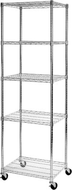 Seville Classics UltraDurable Heavy Duty NSF Solid Steel Wire Rack Storage Unit Organizer for Garage, Warehouse, Office, Restaurant, Classroom, Kitchen, 5-Tier Shelving, 24" W x 18" D - Image 2