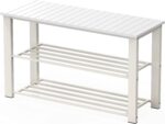 Simple Houseware Wood Top Shoe Storage Bench for Entryway, White - Image 2