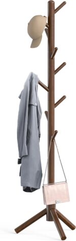 Simple Houseware Wooden Coat Rack Stand Garment Adjustable Tree Rack, 9 Hooks, Walnut - Image 2