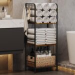 Towel Rack Free Standing 3-Tier M-Shaped Detachable Dividers, Durable Metal Towel Holder, Pool Items Holder, Space-Saving Storage Organizer, Modern Bath Towel Shelf for Bathroom Patent Pending - Image 2