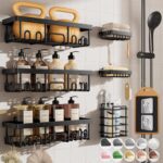 Veken Rustproof & Waterproof Shower Caddy 6-Pack, No Drilling Adhesive Shelves Rack with Soap Holder, Large Capacity Bathroom Organizers and Storage, Wall-Mounted Kitchen & Home Decor - Image 2