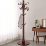 Wood Coat Rack Stand, Wooden Coat Rack Freestanding with Sturdy Round Base, Vintage Coat Racks with 14 Hooks, Natural Birch Wood Entryway Coat Tree Hanger Stand Easy to Assemble - Image 2