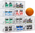 10 Pack Thicken Shoe Organizer Stackable,Upgraded Sturdy Shoe Storage Box with Magnetic Door,Shoe Containers For Sneaker Display,Hat Organizer,White - Image 2