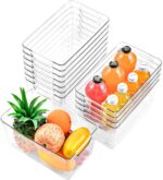 12 Pack Middle Organizers and Storage, Pantry Organization and Storage Bins, Cabinet Organizer, Clear Plastic Storage Containers with Handle，Acrylic Storage Bins for Cabinet, Fridge - Image 2