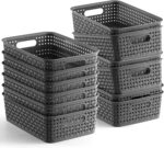 [ 12 Pack ] Plastic Storage Baskets - Small Pantry Organization and Storage Bins - Household Organizers for Laundry Room, Bathrooms, Bedrooms, Kitchens, Cabinets, Countertops, Under Sink or On Shelve - Image 2