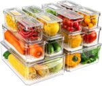 14 Pack Fridge Organizers and Storage - Refrigerator Organizer Bins with Lids, BPA-Free Fridge Organization, Fruit Storage Containers for Fridge, Vegetable, Food, Drinks, Cereals, Clear - Image 2
