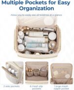 BAGSMART Travel Toiletry Bag, Large Wide-open Travel Bag for Toiletries, Makeup Cosmetic Travel Bag with Handle-Black - Image 4