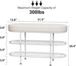 Shoe Bench with Cushion, 3 Tier Shoe Rack Storage Bench, Entryway Bench, for Hallway, Entryway, Bedroom, Living Room, Holds Up to 300 lb (White,31.5") - Image 3