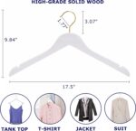Amber Home 24 Pack White Wooden Hangers with Gold Hooks, White Wood Shirt Hangers with Notches for Dress, Coat, Bridal - Image 3