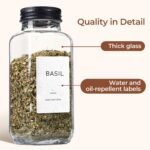 ComSaf Large Spice Jars, 6Pcs 8 oz glass spice bottle with lids, Empty Spice Containers and Square Spice Bottles, Trial Set & Supplement Set for Kitchen and Seasoning - Image 4