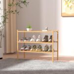 3 Tier Bamboo Shoe Rack for Closet Free Standing Wood Shoe Shelf Storage Organizer for Entryway Small Space Stackable 27"x11"x20" (Natural) - Image 3