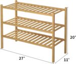 3 Tier Bamboo Shoe Rack for Closet Free Standing Wood Shoe Shelf Storage Organizer for Entryway Small Space Stackable 27"x11"x20" (Natural) - Image 4