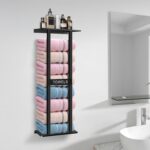 Bathroom Towel Storage Rack, Wall Mounted Bathroom Towel Rack, 30 inch Heavy Duty 6 Large Towels, Wall Mounted Towel Rack for Rolled Towels, Black - Image 3