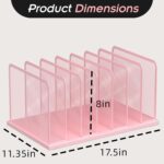 Kuntine.B Desk File Organizer Upright Mesh Desktop Organizer File Sorter Office Organization File Holder for Home, Office & Classroom (Pink, 2 Pack 7-Section) - Image 3