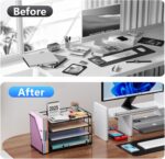 gianotter 4-Tier Paper Organizer With Magazine Holder, Desk Organizers and Accessories, Desk Accessories & Workspace Organizers, File Organizer for Office Supplies Storag (Black) - Image 3