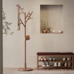 Coat Rack,Solid Wood Coat Rack Freestanding with 12 Hooks,Coat tree freestanding 3 Adjustable Heights for coat, Hats, Handbags，Coat Stand for Entryway,Bedroom (Walnut) - Image 3