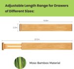 Drawer Divider, Adjustable Bamboo Kitchen Drawer Organizer, Spring Loaded Drawer Organizer, Dresser Separators for Kitchen, Bathroom, Clothes, Office Desk Storage (Natural, 4 Pack Large) - Image 3