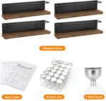 Magnetic Spice Rack with 24 Jars, 216 Labels, 1 Steel Funnel for Refrigerator，Microwave Oven - Full Set of Spice Organizer - Image 3