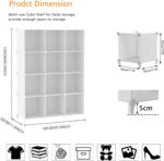 AWTATOS Cube Storage Organizer Storage 12 Cube Bookshelf DIY Plastic Closet Clothes Storage Shelves with Wooden Mallet, Stackable Storage Solution for Home, Bedroom, White - Image 4
