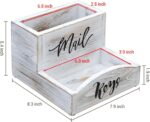 MyGift Shabby Whitewashed Solid Wood Mail Holder and Key Organizer Entryway Storage Tray with Cursive Mail and Keys Word Design, Office Desktop Organizing Bin - Image 5