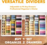 SpaceAid Bamboo Dresser Drawer Dividers 6 Pack, 4.65“ High Adjustable 12.5“-17” Drawer Organizers, Expandable Organization for Clothing, Clothes, Dressers, Natural - Image 5