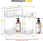 2-Tier Corner Bathroom Counter Organizer with Top Toothbrush Holders,Large Makeup Organizer Countertop with Brush Holder,Skincare Organizers Corner,Exquisite Vanity Organizer(Clear, 2 Tier) - Image 3