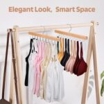 2 Pack Bra Hanger for Closet Organizer, Premium Wooden Tank Top Hangers with 40 Foldable Hooks, 360° Rotating Design, Space Saving Storage for Tank Tops, Bras, Scarves and More - Image 3