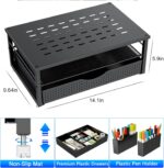 gianotter Desk Organizers and Accessories, Monitor Stand with Drawer and 2 Pen Holder, Desktop Organizer Suitable for Offices and Dormitories (Black) - Image 6