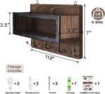 ADIIL Mail and Key Holder for Wall Decorative, Wooden Wall Mount Key Rack Hanger Organizer with 4 Double Key Hooks, Rustic Home Decor for Entryway Hallway, Brown - Image 4