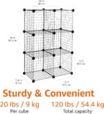 Amazon Basics Cube Wire Grid Stackable Storage Shelves, 6-Cube, 12.6"D x 26"W x 38"H, Black - Image 3