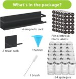 Magnetic Spice Rack with Jars Magnetic Spice Rack for Refrigerator 24 Spice Jars with Label Magnetic Shelves for Fridge 4 Pack Black - Image 3