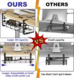 Under Desk Cable Management Tray, 15.7'' No Drill Steel Desk Cable Organizers, Wire Management Tray Cable Management Rack, Desk Cable Tray with Wire Organizer and Desk Cord Organizer - Image 3