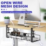 Under Desk Cable Management Tray, 15.7'' No Drill Steel Desk Cable Organizers, Wire Management Tray Cable Management Rack, Desk Cable Tray with Wire Organizer and Desk Cord Organizer - Image 7