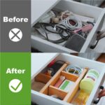 ANTOWIN Bamboo Drawer Dividers Organizers, Drawer Separators Splitter,17-22 inches Long Adjustable Spring-loaded Organizer for Large Utensil, Clothes, Tools Drawers(yellow) - Image 4