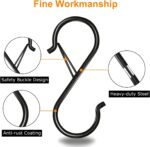 8 Pack S Hooks for Hanging, 3.5 inch Heavy Duty Metal S Hooks with Safety Buckle S Shaped Hooks Pot Rack Closet Hooks for Hanging Plants, Clothes, Kitchen Utensil, Pots, Pans, Bags (Black) - Image 4