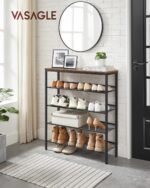VASAGLE Shoe Rack for Entryway, 5-Tier Shoe Rack Organizer with Storage Shelves and Spacious Top, Freestanding, Adjustable, Industrial, Rustic Brown and Ink Black ULBS038B01 - Image 3