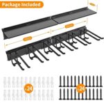 TORACK Garage Storage Organizer Systems, Wall Mount Overhead shelving, 48 inch Heavy Duty Steel Tool Racks, 6-Pack 12'' Double Hooks, 48 inch by 7 inch Floating Shelves, up to 1200Ibs - Image 4