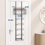 Towel Racks for Bathroom Over The Door Towel Racks Towel Storage Organizer with Metal Shelf Basket for Bathroom Rv Camper (7-Tier Black with Brown Plank) - Image 3