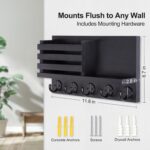 Key Holder for Wall – Decorative Wooden Mail Holder and Key Shelf with Mounting Hardware, Installation Guide – Paulownia Wood with 5 Metal Key Hooks (11.8” x 6.7” x 2.8”) - Image 3