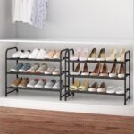 Simple Trending 3-Tier Stackable Shoe Rack, Expandable & Adjustable Shoe Shelf Storage Organizer, Wire Grid, Black - Image 4